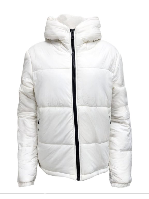 Women's Long Hemp Recycled Materials Long Puffer, White, X-Large