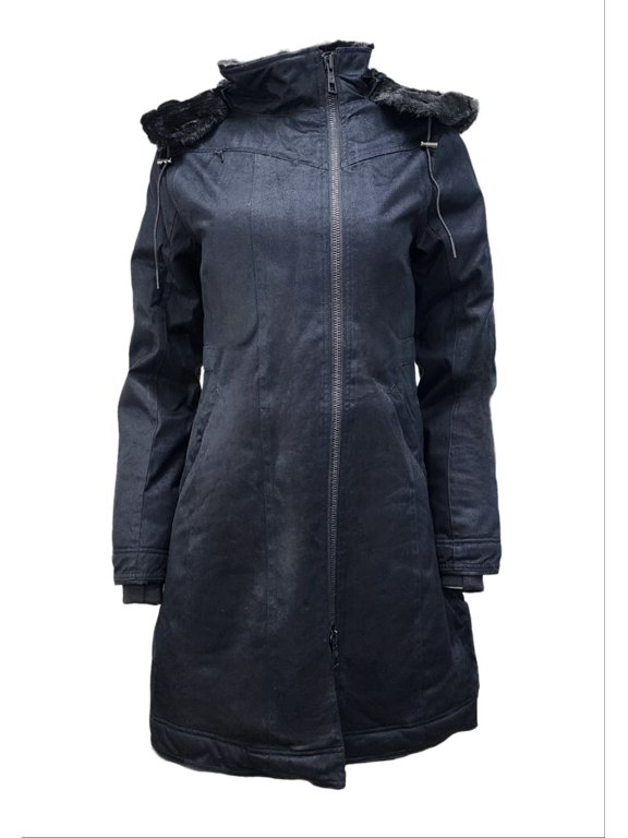 Women's Long Hemp Water Resistant Coat 420, Black, X-Small