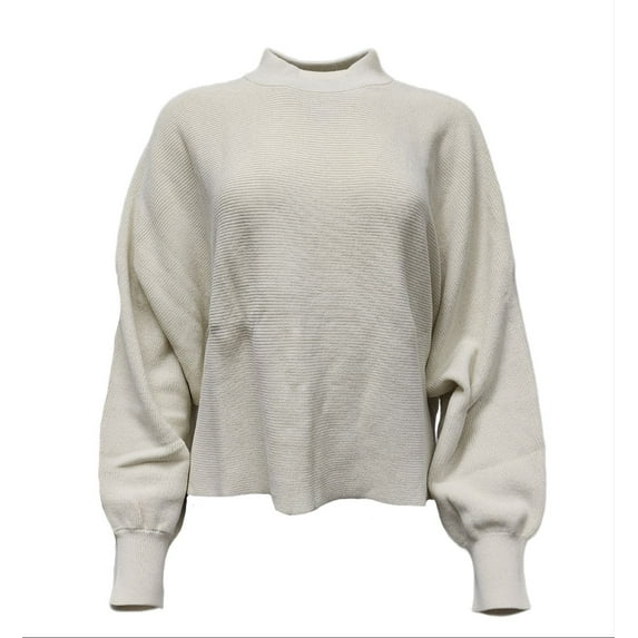 HoodLamb Women's Mock Collar Hemp Sweater 420, Cream, X-Large