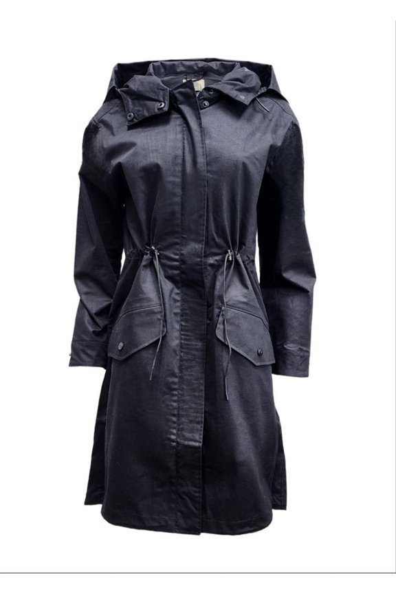 Women's Oversized Natural Hemp Parka 420, Black, Medium