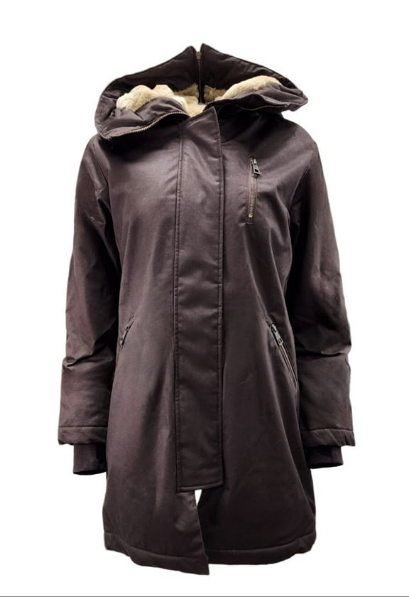 Women's Oversized Warm Natural Hemp Coat, Dark Brown, Large