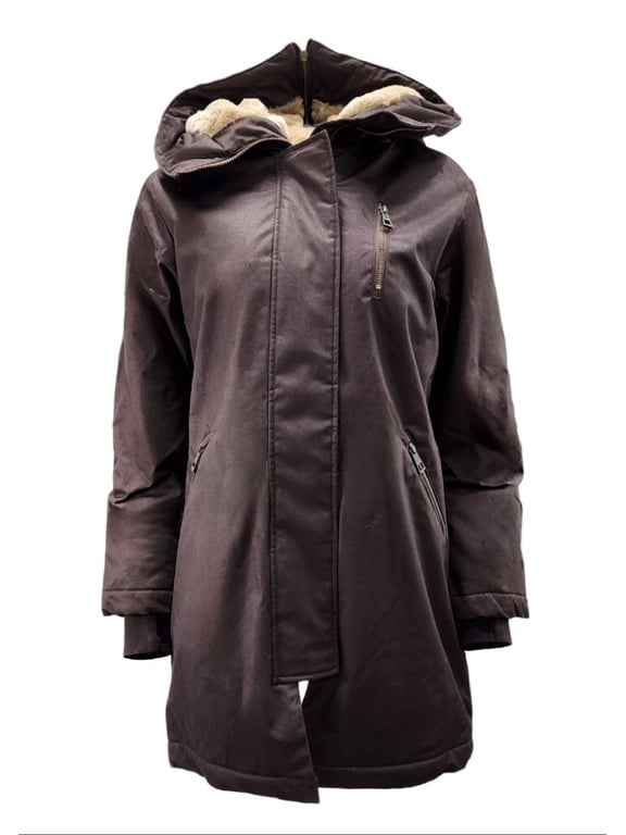 Women's Oversized Warm Natural Hemp Coat, Dark Brown, Medium