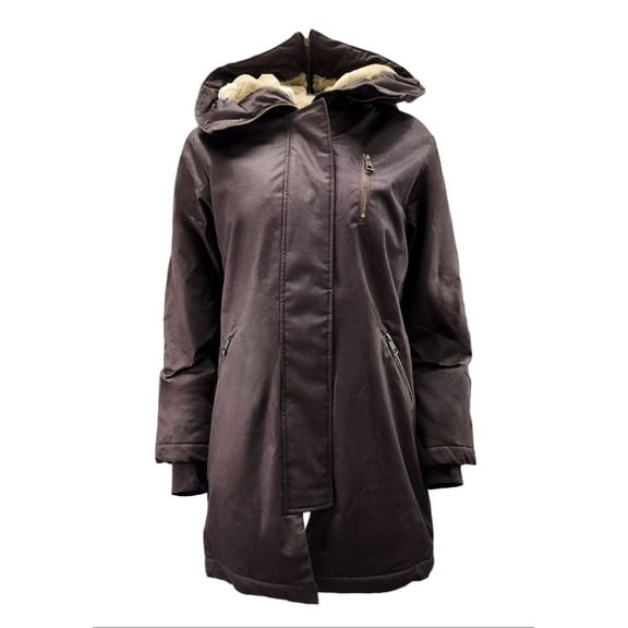 HoodLamb Women's Oversized Warm Natural Hemp Coat, Dark Brown, Small