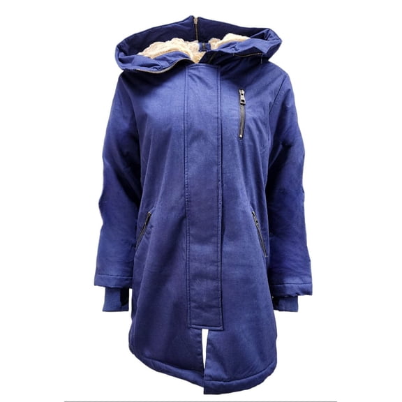HoodLamb Women's Oversized Warm Natural Hemp Coat, Navy, Large