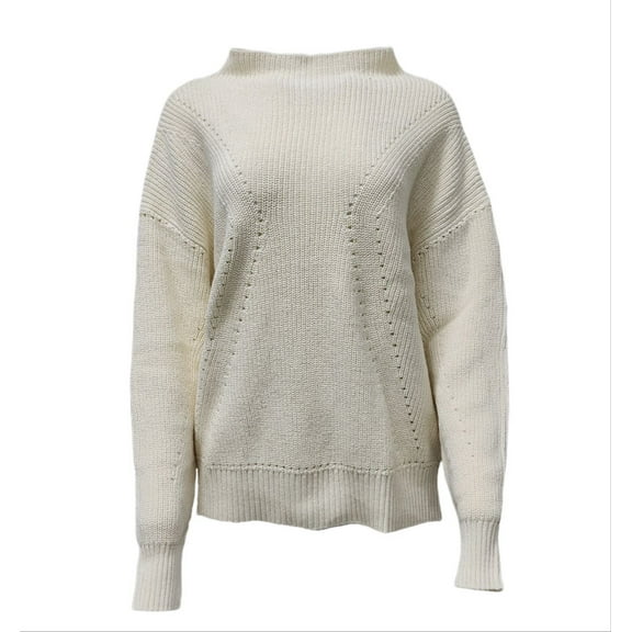 HoodLamb Women's Pointelle Hemp Soft Sweater 420, Cream, Large