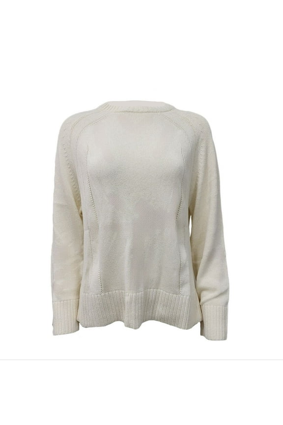 Women's Ribbed Hemp Soft Sweater 420, Cream, Large