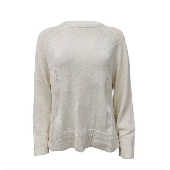 HoodLamb Women's Ribbed Hemp Soft Sweater 420, Cream, Small