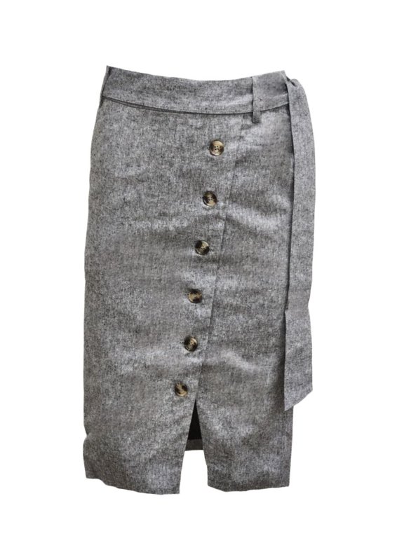 Women's Side Button Down Hemp Skirt 420, Black, Medium