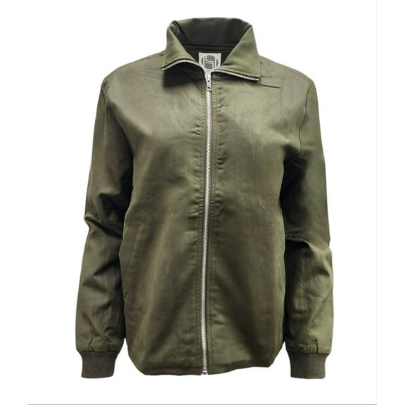HoodLamb Women's Side Zip Collared Natural Hemp Jacket 420, Olive Green, Large