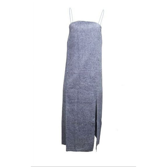 HoodLamb Women's Spaghetti Strap Hemp Dress with Split 420, Blue, Large