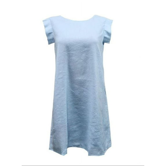 HoodLamb Women's Square Shoulder Hemp Dress 420, Blue, X-Small