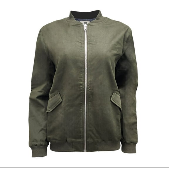 HoodLamb Women's Unlined Natural Hemp Bomber Jacket 420, Green, X-Large