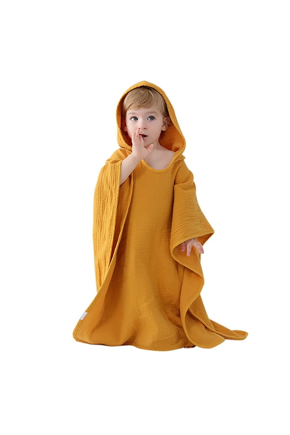 Hooded Baby Poncho Towel, Muslin Bath Poncho for Toddler, Absorbent Swim Wear, Soft Changing Cape, Beach Cover Up Wrap, After Shower Essential