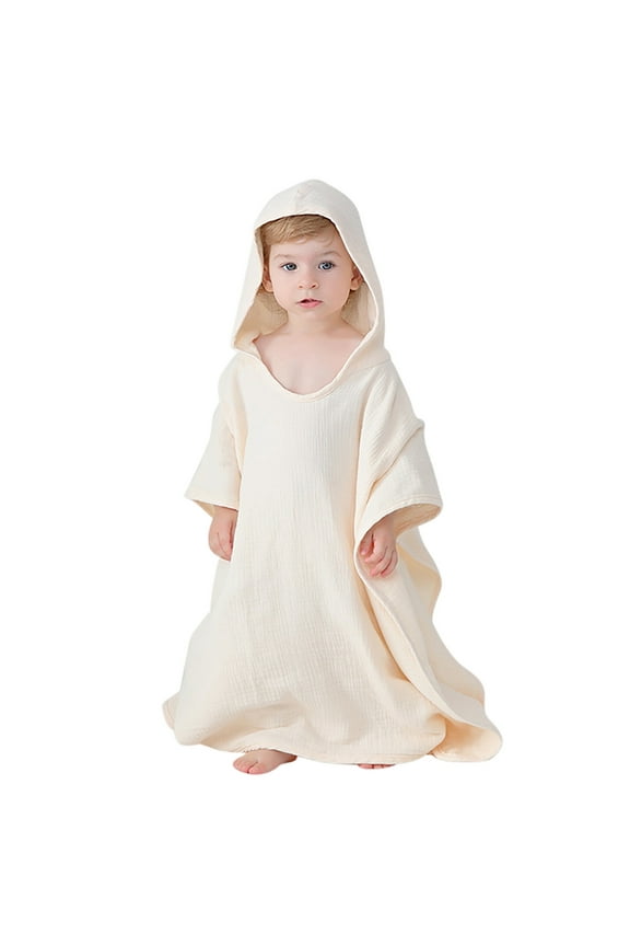 Hooded Baby Poncho Towel Soft Muslin Bath Robe For Toddler Kids Beach Swim Cover Up Absorbent
