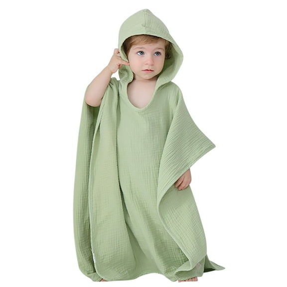 Hooded Baby Poncho Towel Soft Muslin Bath Robe For Toddler Kids Beach Swim Cover Up Absorbent