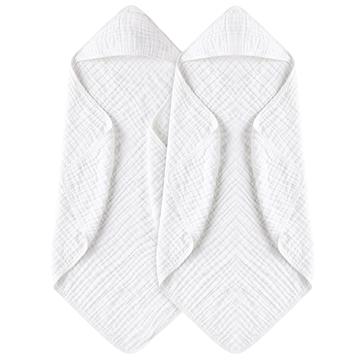 Hooded Baby Towels for Newborn 2 Pack 100% Muslin Cotton Baby Bath Towel with Hood for Babies, Infant, Toddler and Kids, Large 32x32Inch, Soft and Absorbent Newborn Essential