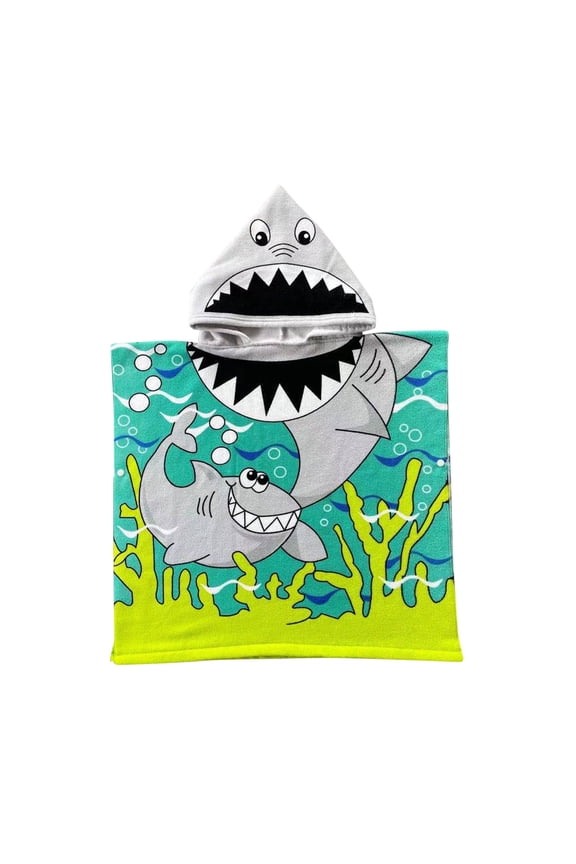 Hooded Bath Towel Robe Cape - Super Absorbent Microfiber Wearable Poncho Swim Cover Up for Beach Pool (47x24in, Assorted Prints)