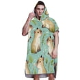 thumbnail image 1 of Hooded Beach Towel Adult Bath Poncho Towels Soft Absorbent Quick Dry for Surf Swim Pool Men Women Teens Cute Capybara and Leaf, 1 of 1