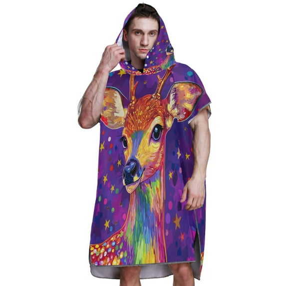 Hooded Beach Towel Adult Bath Poncho Towels Soft Absorbent Quick Dry for Surf Swim Pool Men Women Teens Cute Deer and Star