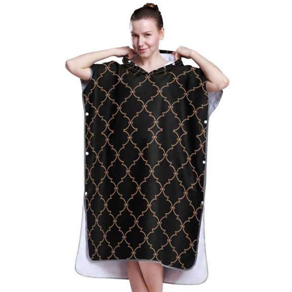 Hooded Beach Towel Adult Bath Poncho Towels Soft Absorbent Quick Dry for Surf Swim Pool Men Women Teens Elegant Grid Lines