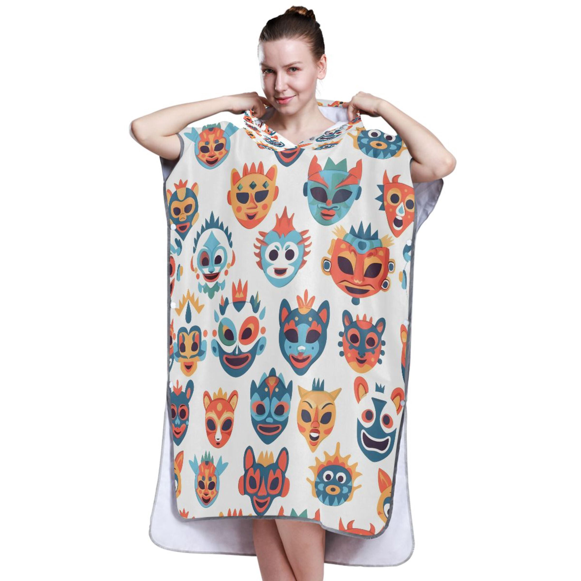 Proumhang 2-Piece Hooded Beach Towel Set - Microfiber Poncho For Adults & Kids, Quick Dry