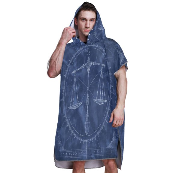 Hooded Beach Towel Adult Bath Poncho Towels Soft Absorbent Quick Dry for Surf Swim Pool Men Women Teens Libra Of Zodiac