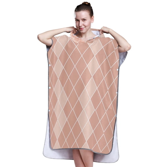 Hooded Beach Towel Adult Bath Poncho Towels Soft Absorbent Quick Dry for Surf Swim Pool Men Women Teens Rose Beige Block
