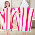thumbnail image 1 of Hooded Beach Towels for Boys| Girls | Teens (8-16Years), 100% Thick Poncho Towel Robe for Kids, Perfect for Pool, Beach, Bath and Gifts, Grey Cabana Stripe Design, 1 of 4