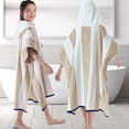 thumbnail image 1 of Hooded Beach Towels for Boys| Girls | Teens (8-16Years), 100% Thick Poncho Towel Robe for Kids, Perfect for Pool, Beach, Bath and Gifts, Grey Cabana Stripe Design, 1 of 4