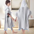 thumbnail image 1 of Hooded Beach Towels for Boys| Girls | Teens (8-16Years), 100% Thick Poncho Towel Robe for Kids, Perfect for Pool, Beach, Bath and Gifts, Grey Cabana Stripe Design, 1 of 4