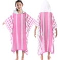 thumbnail image 1 of Hooded Beach Towels for Boys| Girls | Teens (8-16Years), 100% Thick Poncho Towel Robe for Kids, Perfect for Pool, Beach, Bath and Gifts, Grey Cabana Stripe Design, 1 of 4