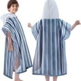 thumbnail image 1 of Hooded Beach Towels for Boys| Girls | Teens (8-16Years), 100% Cotton Thick Poncho Towel Robe for Kids, Perfect for Pool, Beach, Bath and Gifts, Grey Cabana Stripe Design, 1 of 4