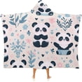 thumbnail image 1 of Hooded Blanket Cartoon Panda Wearable Blanket Cute Panda Blanket Soft Fleece Throw Blanket with Hood for Kids Adults, 1 of 6