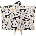 thumbnail image 1 of Hooded Blanket Cartoon Panda Wearable Blanket Cute Panda Blanket Soft Fleece Throw Blanket with Hood for Kids Adults, 1 of 6
