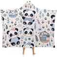 thumbnail image 1 of Hooded Blanket Cartoon Panda Wearable Blanket Cute Panda Blanket Soft Fleece Throw Blanket with Hood for Kids Adults, 1 of 6