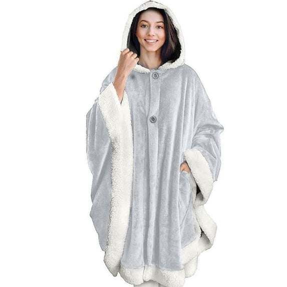 Hooded Blanket Poncho with Pocket, Soft Velvet Fleece Wearable Throw Wrap for Women, Cozy Hooded Cape with Oversized Fit, Warm Blanket Hoodie for Home Relaxation, Travel, Halloween and Christmas Gift