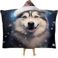 thumbnail image 1 of Hooded Blanket Siberia Dog For Adults Christmas Wearable Blanket Cute Husky Christmas Cloak Hooded Blanket, 1 of 1