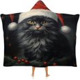 thumbnail image 1 of Hooded Blanket Soft Fleece Wearable Blanket Christmas Cat Wearable Blanket Wrap with Hood Comfy Blanket for Adult, 1 of 6