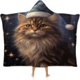 thumbnail image 1 of Hooded Blanket Soft Fleece Wearable Blanket Christmas Cat Wearable Blanket Wrap with Hood Comfy Blanket for Adult, 1 of 6