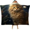 thumbnail image 1 of Hooded Blanket Soft Fleece Wearable Blanket Christmas Cat Wearable Blanket Wrap with Hood Comfy Blanket for Adult, 1 of 6