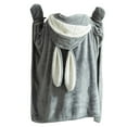 Hooded Blanket Wearable Polyester Plush Rabbit Ear Hooded Blanket Throw