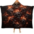 thumbnail image 1 of Hooded Blankets Skull With Flame Warm Wearable Blanket Soft Cozy And Lightweight Flannel Throw for Sofa Travel, 1 of 6