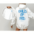 thumbnail image 1 of Hooded Blue Child Of God Graphic Double-sided Tee Psalm 23 Biblical Design long-sleeved Comfort Cotton T-Shirt White,S-2XL, 1 of 6