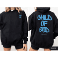 thumbnail image 1 of Hooded Blue Child Of God Graphic Double-sided Tee Psalm 23 Biblical Design long-sleeved Cotton T-Shirt black S-2XL, 1 of 7
