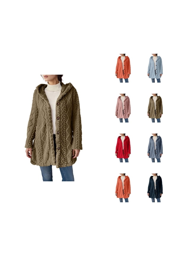 Hooded Button Down Cardigan Long Sleeve Casual Outerwear Solid Color Lightweight Knit Sweater Jacket For Everyday Comfort Cardigan Sweaters for Women