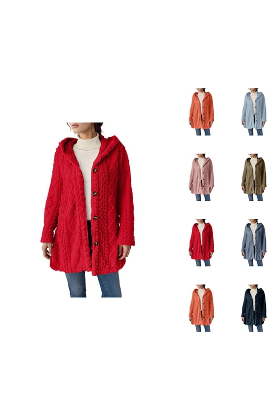 Hooded Button Down Cardigan Long Sleeve Casual Outerwear Solid Color Lightweight Knit Sweater Jacket For Everyday Comfort Cardigan Sweaters for Women