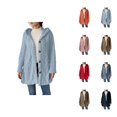 thumbnail image 1 of Hooded Button Down Cardigan Long Sleeve Casual Outerwear Solid Color Lightweight Knit Sweater Jacket For Everyday Comfort Cardigan Sweaters for Women, 1 of 2