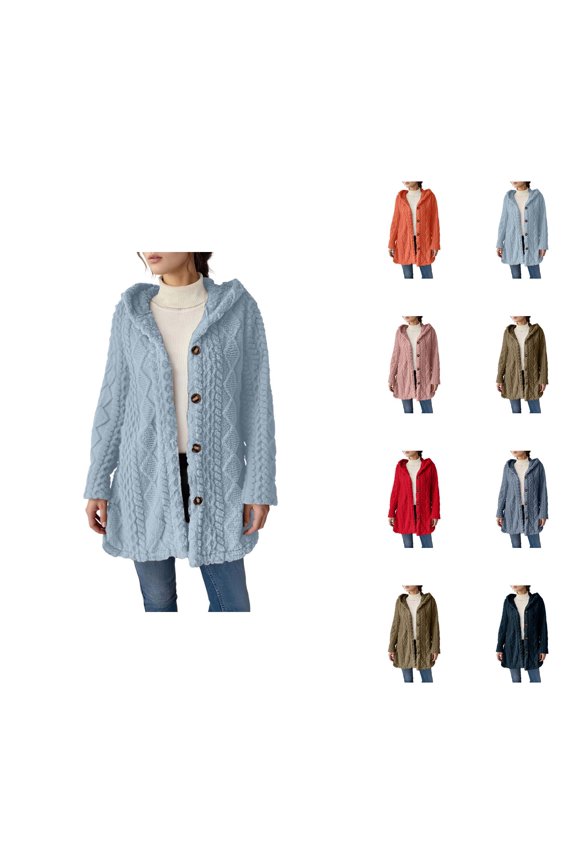 Hooded Button Down Cardigan Long Sleeve Casual Outerwear Solid Color Lightweight Knit Sweater Jacket For Everyday Comfort Cardigan Sweaters for Women