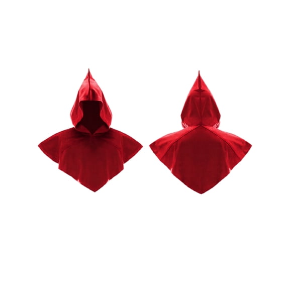 Hooded Cape, Reaper Hooded Cowl, Short Cape Medieval, Medieval Renaissance Gothic Vintage Cloak With Hood Unisex Hooded Cowl Halloween Assassin Priest Monk Cosplay Costume, Red One Size