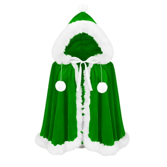 Hooded Cape Sevevn Christmas Cloak Santa Claus Cloak Velvet Hooded Cape Costume for Women